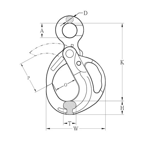 Gr10 Eye Grip Safe Locking Hook drawing
