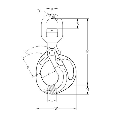 Gr10 Swivel Grip Safe Locking Hook drawing